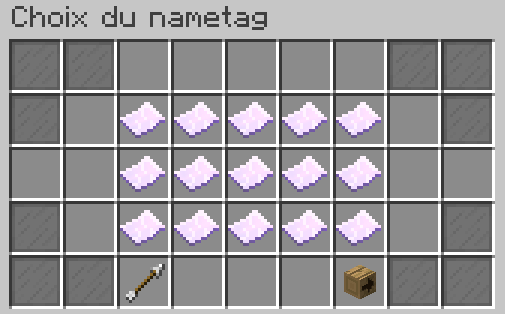 Interface de sélection deu nametag